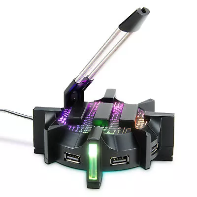 ENHANCE Pro Gaming Mouse Bungee Cable Holder - 4 Port USB Hub & 7 LED Modes • $24.99