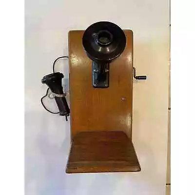 American Electric Co Oak Wall Telephone Chicago Antique • $350