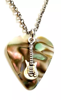 Abalone Guitar Pick Necklace With Guitar Pendant 18  Inch Chain Free Shipping • $4.99
