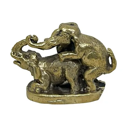 Miniature Two Elephant Mating Make Love Erotic Brass Animal Figurine Home Decor • $19.99