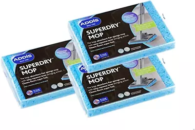 £16.41 • Buy Addis Superdry Sponge Mop Replacement Refill Heads, Pack Of 3, Blue
