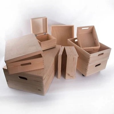 £52.95 • Buy Large Wooden Storage Boxes / Plain Wood / Box With Lid / Crate Trunk Containers 