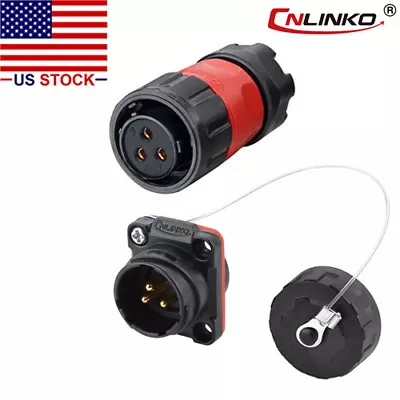 3 Pin Power Circular Connector Female Plug & Male Socket Outdoor Waterproof IP67 • $19.03