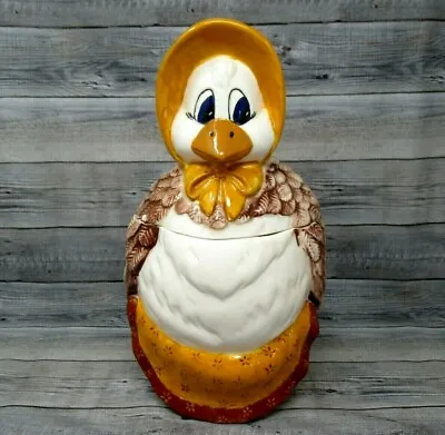 Vintage Hen With Bonnet Apron Cookie Jar Granny Chicken 80s Kitsch Country Cute • $17.99