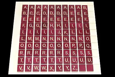 Vintage Scrabble Tiles Deluxe Maroon & Gold Complete Set 100 Replacement Crafts • $20.99