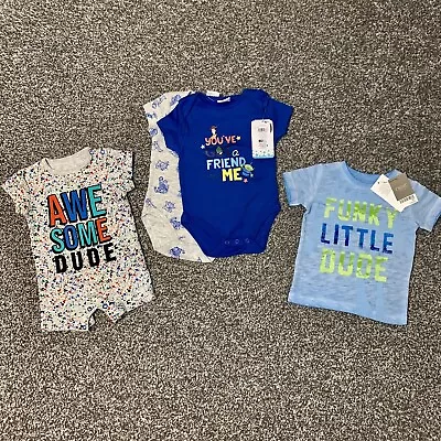 £2.99 • Buy 3-6 Months Boys Bundle New T-Shirt Romper Short Sleeve Bodysuits Pep&Co Next
