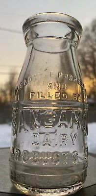 Sangamon Dairy Products Co. Springfield Illinois HALF PINT Embossed MILK BOTTLE • $13.94