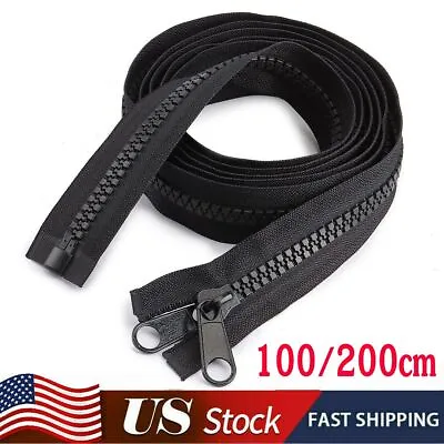 Double-Sided Resin Zipper Heavy Duty Jacket Separating Pull Metal Marine Grade • $7.81