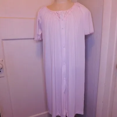Vtg Lorraine Womens Sz L Pink Nylon Long Nightgown • $13.50