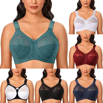 Plus Size Non Wired Lace Non Padded Full Coverage Bra Minimizer Cups Firm Hold • $13.96