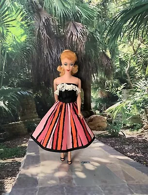 Vintage Barbie Clone Dress Black Stripe Fab Lu Wendy Babs With OT Mules No Doll • $42.99