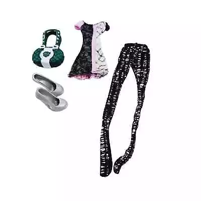 Monster High Scarah Screams I Heart Fashion Outfit 4 Pc Set Silver Shoes Purse • $24.50