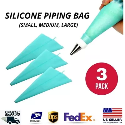 3Sizes Silicone Reusable Icing Piping Bags Cake Cookie Pastry Decorating Bags • $5.99