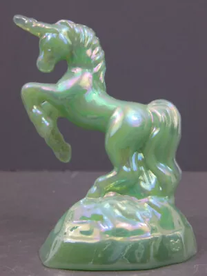 Mosser Made Jadeite Carnival Glass Iridized Unicorn From Original Fenton Mould • $54.99