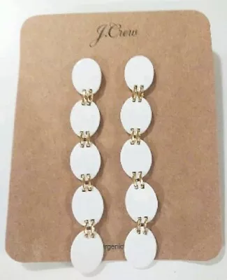 J.Crew Convex Oval Linear Dangle Earrings White With Dust Bag New With Tag • $26