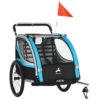 3in1 Bike Trailer For Kids Running Stroller 2 Seats Jogging Cart 5-Point Harness • $184.07