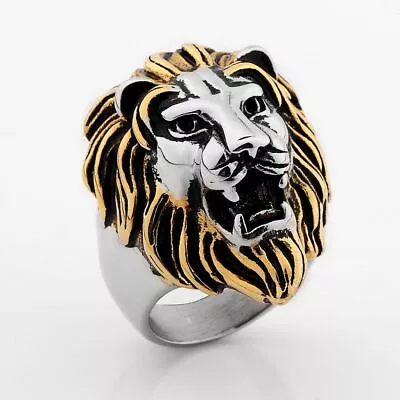 New Super Cool 316L Stainless Steel Men's Lion King Head Biker Ring Size 8-15 • $11.09