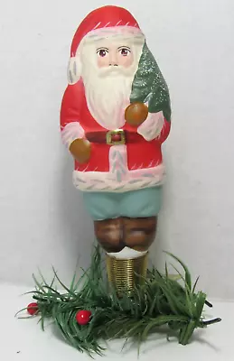 RARE Vaillancourt Folk Art Santa Holding Tree Clip On Ornament VFA 1998 Decor 4  • $39.97