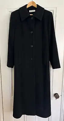 Vintage 80s Isaac Mizrahi Women's Black 100% MAXI Wool Coat Size 12 • $95