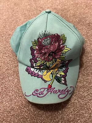 Ed Hardy Cap Green-blue Colour Adjustable Size With Decorative Embroidery • £10