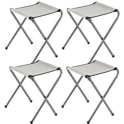 4 X PORTABLE STOOLS CHAIRS OUTDOOR DINING CAMPING GARDEN PICNIC FISHING BBQ • £8.95