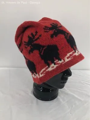 Unisex Knit Outerwear Red Moose Pure Wool Vintage USA Made Knit Beanie - Sz OSFA • $9.99