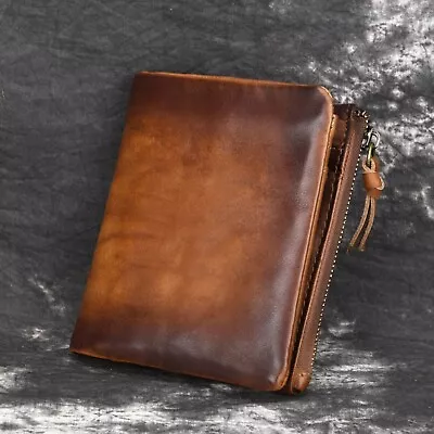 RFID Men Genuine Leather Bifold Wallet Coin Zip Pocket Business Card Case Purse • $17.99