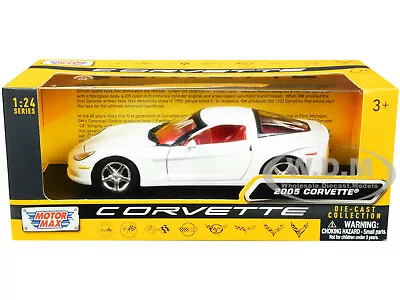 2005 Chevrolet Corvette C6 White W/ Red Interior 1/24 Diecast Car Motormax 73270 • $20.99