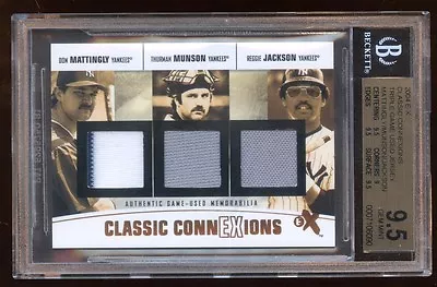 Bgs 9.5 Thurman Munson / Don Mattingly / Jackson Triiple Game Jersey /13 Ex 2004 • $999.99