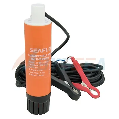 Marine Boat SEAFLO 500GPH Submersible Pump 12V Inline Water Pump W/ 5m Cable • £34.99