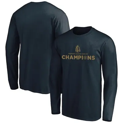 Men's Navy Manchester City 2021/22 Premier League Champions Long Sleeve T-Shirt • $37.99