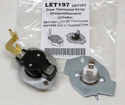 $9.65 • Buy N197 Dryer Limit & Thermal Thermostat Kit For Whirlpool Kenmore W10900067