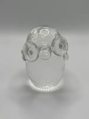 Hadeland Blown Crystal Glass Owl Figurine Signed Norway • $9.99