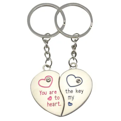 Love Heart Couple Key Chain Ring Keyring Keyfob Lover Gifts Couples Partner • £2.99