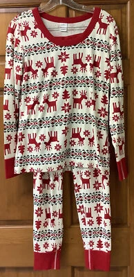 $26.99 • Buy Hanna Andersson Women's Reindeer Holiday Two Piece Pajama Set Size Medium New