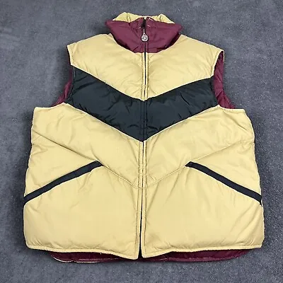 Vintage 80s Struggle Gear Down Vest Men's Medium Jacket William Beige Maroon • $12.99