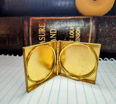 Vintage Brass Purse Pocket Miniature Double Picture Frame • $15