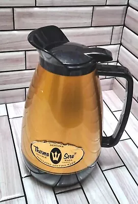 Vintage Thermo Serv Double Wall Insulated Serving Ware Black & Gold Pitcher • $22.95