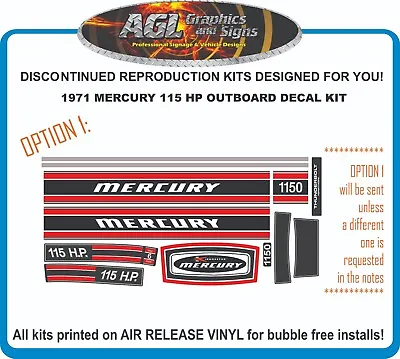 1971 MERCURY 115 HP 1150  Replacement Decal Kit  135 1350 Available • $50.97