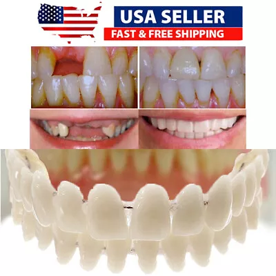 $9.99 • Buy Pro Snap On Upper&Bottom Set False Teeth Denture Veneers Dental Tooth Cover US