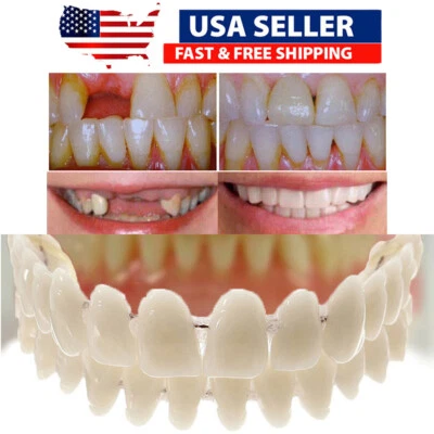 $9.99 • Buy Pro Snap On Upper&Bottom Set False Teeth Denture Veneers Dental Tooth Cover US