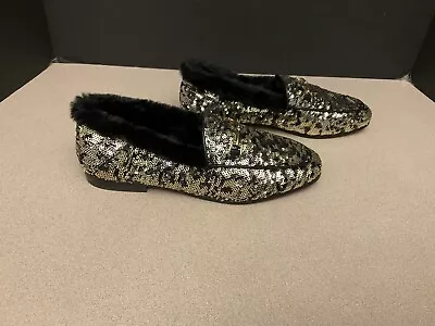 $25 • Buy New! Womens Sam Edelman Metallic Sequin Faux Fur Loraine Flats/Loafers. Size 7