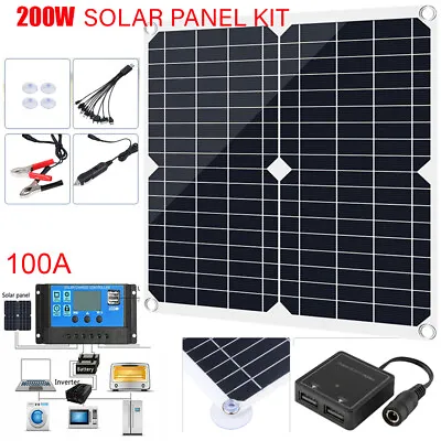 $49.58 • Buy 200W Solar Panel Kit 100A 5V/12V Battery Charger With Controller Outdoor / RV US