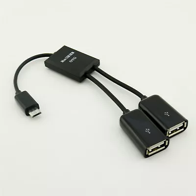 1x 2 In1 Micro USB OTG Hub Extension Adapter For Android Phone & Tablet Black • $3.25