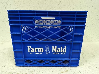 Farm Maid Plastic Milk Crate Blue Vintage VTG Detroit Michigan MI 1970s 70S • $26
