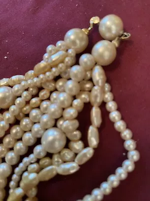 Vtg Multi-strand Imitation Pearl Beaded Necklace- Costume Jewelry • $14.99