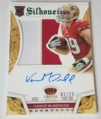 Vance Mcdonald 2013 Crown Royale Silhouettes On Card Rc Autograph Patch Green Sp • $14.99