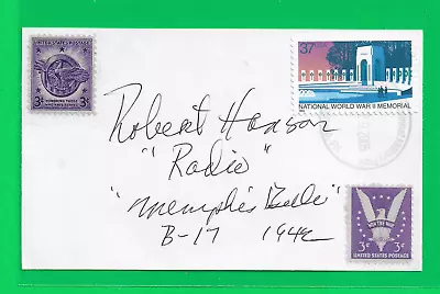 Robert Hanson  Memphis Belle  Signed Autographed 3X5 Card With Cancellation '05 • $28