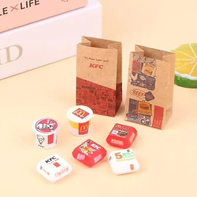 8PC 1:12 Scale Dolls House Miniatures Hamburger Set Takeaway Package Accessories • £8.39