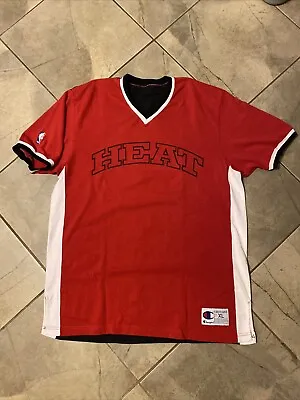 RARE Vintage Miami Heat NBA Warm Up T Shirt Jersey By Champion • $50